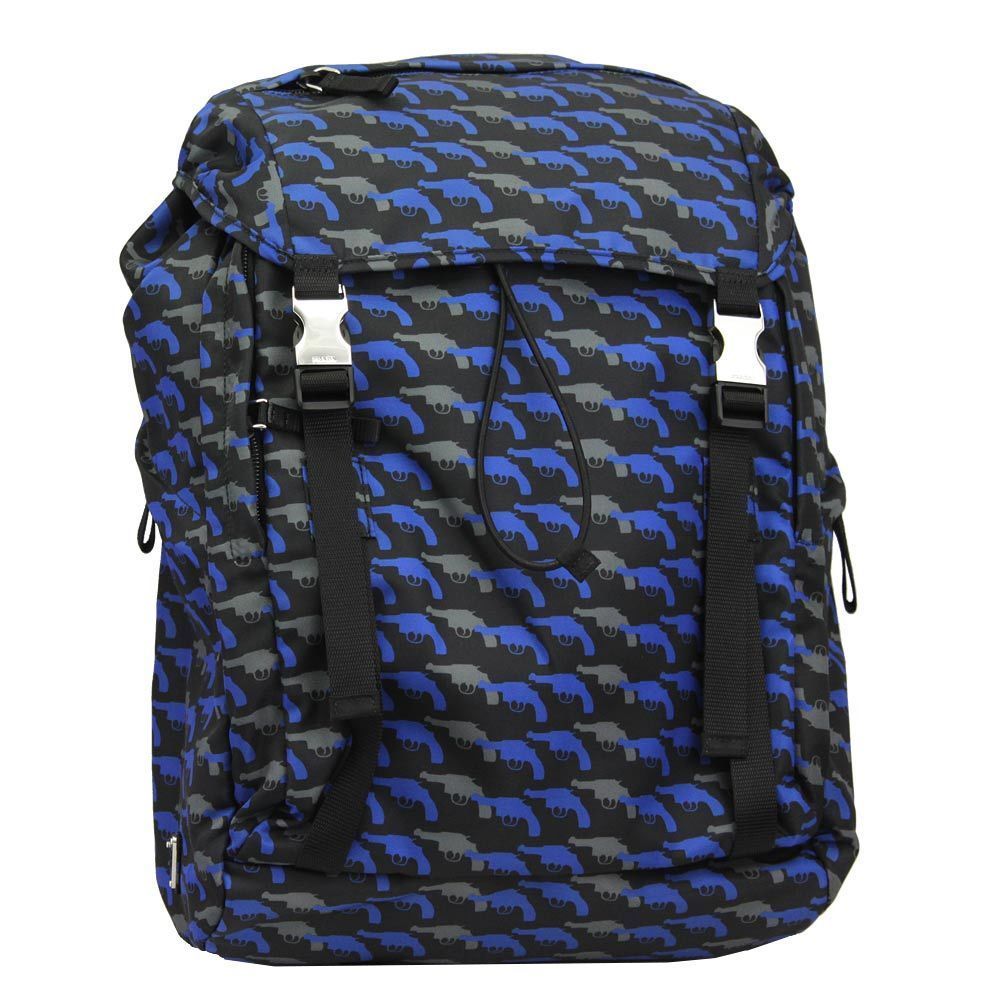 Prada Pistol Pattern Nylon Backpack Blue Multicol… - image 2